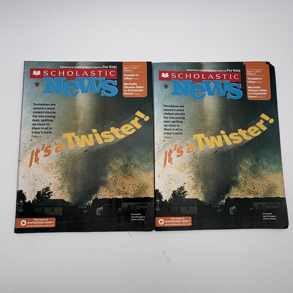 Scholastic News Magazine Lot 36 April 11 2011 It's A Twister Tornadoes USA Kids - Picture 1 of 3